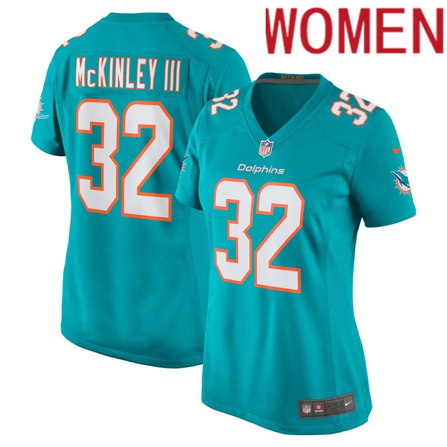 Women Miami Dolphins #32 Verone McKinley III Nike Aqua Game Player NFL Jersey